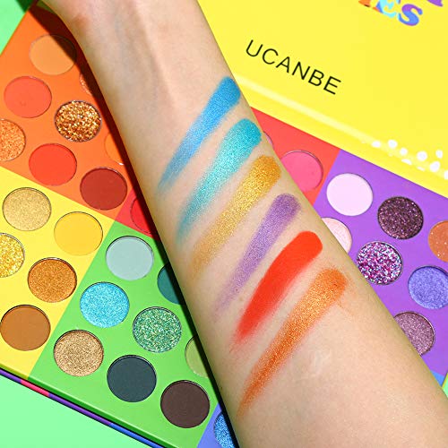 UCANBE 54 Colors Splashy Candies Eyeshadow Palette, Highly Pigmented Matte Shimmer Soft Creamy Glitter Rainbow Bright Powd...