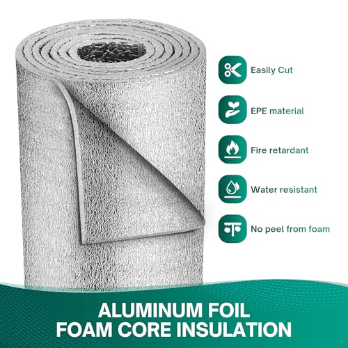 HADOR Window Insulation for Winter, Reflective Insulation Roll 48 in X 10 Feet, Double-Sided Aluminum Foam Core Radiant Ba...