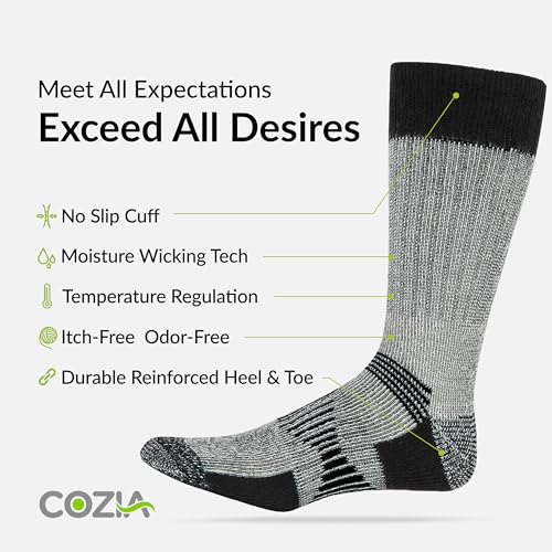 COZIA Merino Wool Socks for Men and Women Warm thermal Boot Hiking Socks 3 Pairs