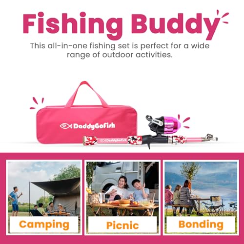 DaddyGoFish Kids Fishing Pole - Rod Reel Combo Tackle Box Starter Set - First Year Small Dock Gear Kit for Boys Girls Todd...