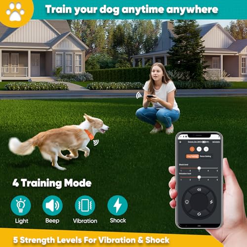 Aweec GPS Electric Dog Fence with Free App, Wireless Fence System with Training Collar, Portable Fence for Outdoor Use, Re...