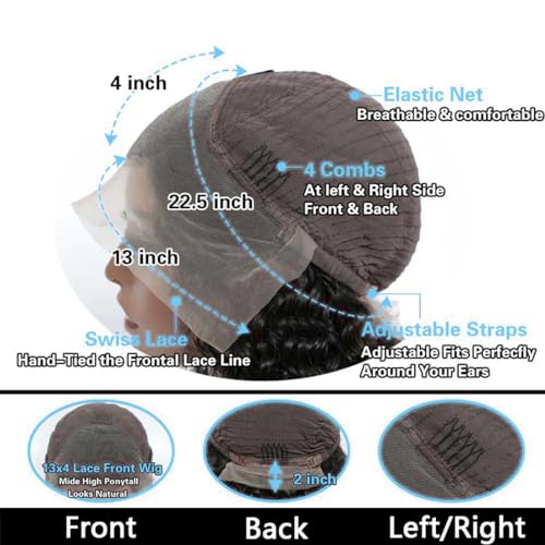 Natural Black 32 Inch 13x4 200 Density Lace Front Wigs Human Hair Body Wave HD Transparent Pre Plucked Frontal Curly Glueless for Women