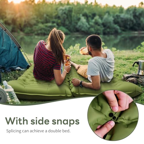 Kdti Camping Sleeping Pad with Pillow, Built-in Foot Pump Inflatable Sleeping Pad, Ultralight Air Mattress, Durable Waterp...