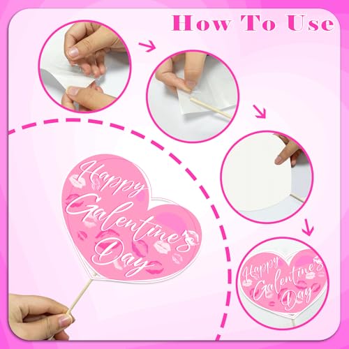 Happy Galentines Day Photo Booth Props Kit, Galentines Day Photo Prop Frame&24 PCS Selfie Photo Booth Accessories with “Ha...