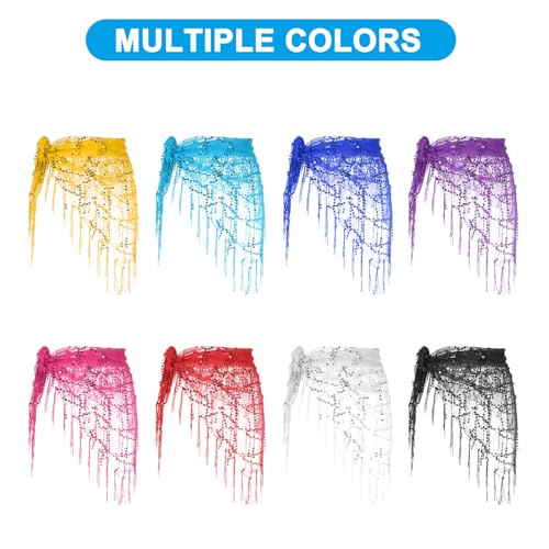 MECCANIXITY Women's Belly Dance Hip Scarf with Sequins Triangle Wrap Skirts Waist Chain