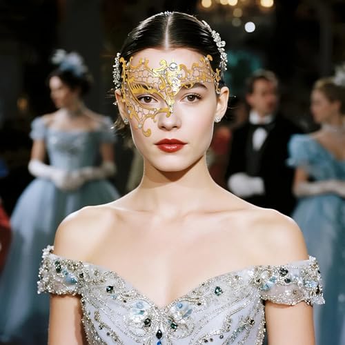 EMORBALS Masquerade Mask for Women, Masquerade Mask for Venetian Ball, Wedding, Mardi Gras&Costume Party, Stretch Cord Design