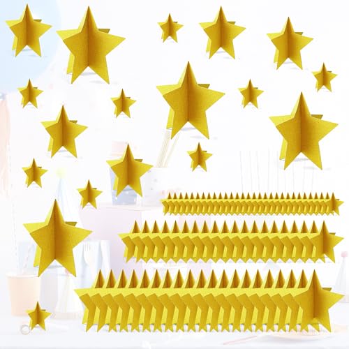 70 Pcs Star Centerpieces for Movie Night Party Decorations 3D 2025 Graduation Table Decor 3 Sizes 8" 5" 3" Red Carpet Film...