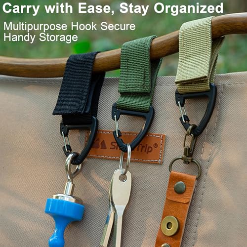 Tactical Key Ring Chain, D-Ring Snap Clip Carabiner, Multifunction Keychain Webbing Belt Holder 6PCS, Gear Hook for Hiking...