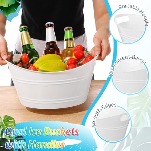 meekoo Plastic Ice Buckets Bulk with Handles 4.5L Oval Storage Tub Large Capacity Ice Drink Bucket for Party Bar Wine Beer...