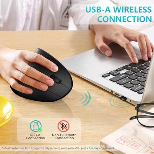 Ergonomic Mouse, LEKVEY Vertical Wireless Mouse - Rechargeable 2.4G Optical Vertical Mice : 3 Adjustable DPI 800/1200/1600...