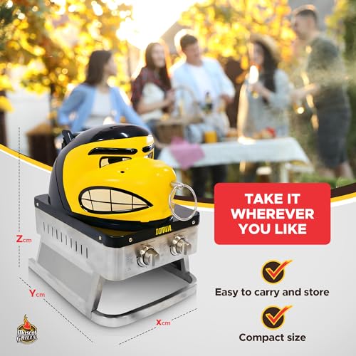 Hawkeye Portable Propane Gas Grill, 16,000 BTU Tabletop Barbecue with 2 Burners, Dual Temp Control for Tailgating, RV, Bac...