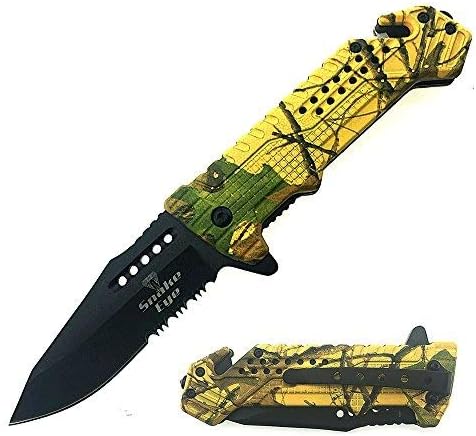 Snake Eye Tactical Survival Camo Designed Action Assisted Folding Pocket Knife Desert Camo Camping Hunting Fishing Outdoor...