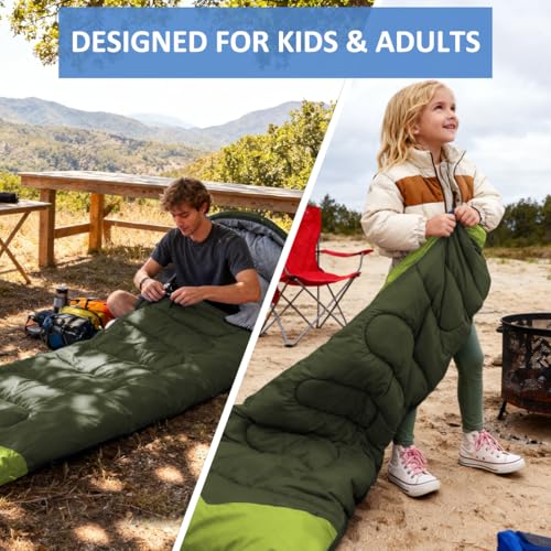 oaskys Camping Sleeping Bag - 3 Season Warm & Cool Weather - Summer Spring Fall Lightweight Waterproof for Adults Kids - C...