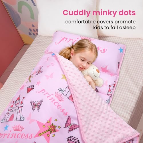 Kids Nap Mat Portable Slumber Bags with Removable Pillow and Blanket for Girls Boys, Lightweight Extra Large Sleeping Bag ...