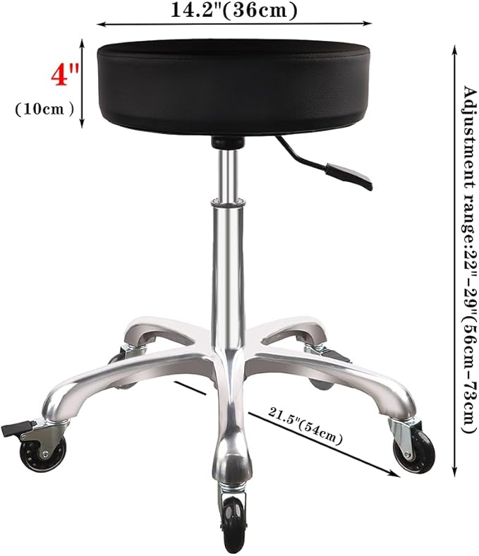 Rolling Stool with Wheels, Adjustable Heavy Duty Hydraulic Stool for Shop Medical Tattoo Spa Guitar, Swivel Chair（Black）