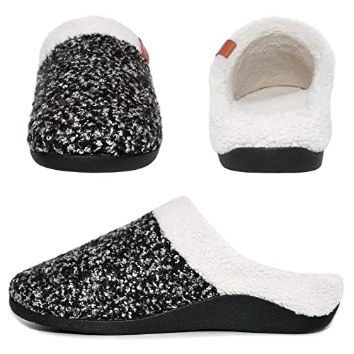ERGOfoot Orthopedic Slippers with Arch Support, Slip-On Knit Soft Sherpa Lining House Slipper, Plantar Fasciitis Relief, O...