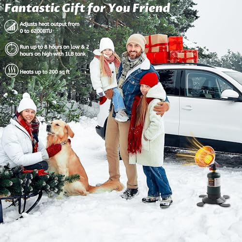 GASPOWOR 6800BTU Propane Heater with Igniter, Portable Outdoor Gas Heater for Camping, Golf Carts, Patio, Cordless Design ...