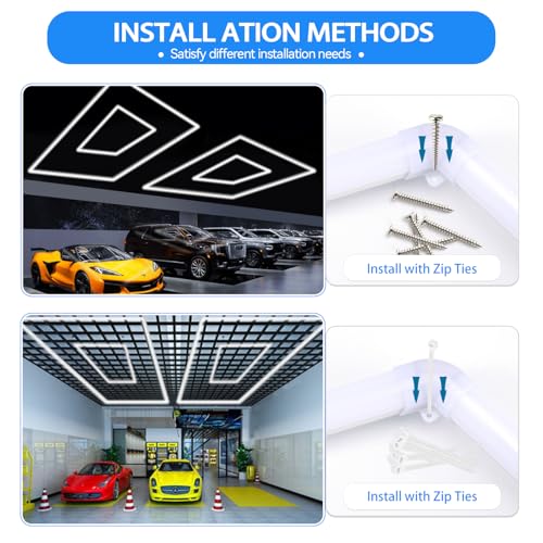 LZHOME LED Garage Lights Fixture: High Brightness 39000LM LED Garage Lighting Ceiling LED Light, Updated 44.8 inch Large S...