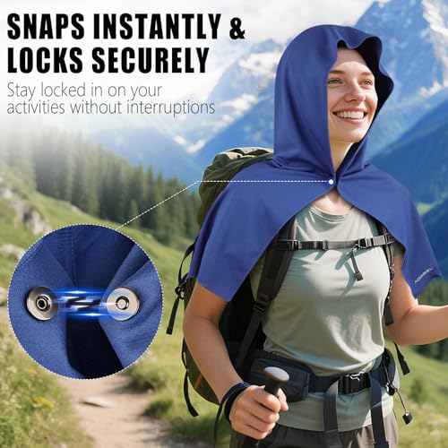 AOPREL Cooling Hoodie Towel Magnetic Lock Towels for Neck and Face UV Protection, Moisture-Wicking for Camping Gym and Yoga