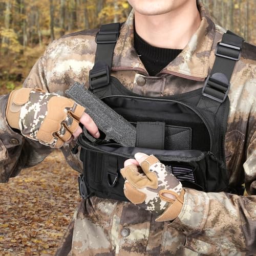 CVLIFE Outdoor Chest Bag for Men, Tactical Chest Pack, Adjustable Running Vest Bag, Lightweight Anti-theft EDC Rig for Hiking