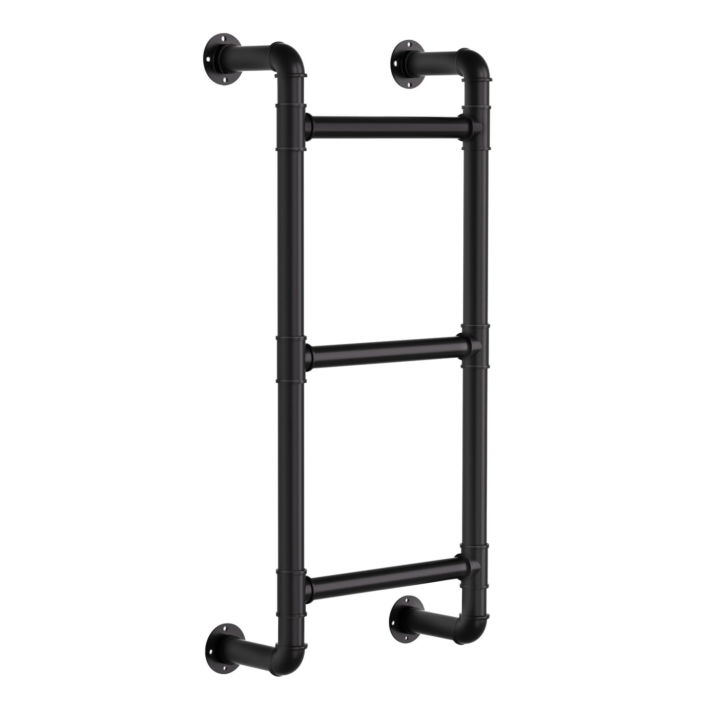 Black 3-Rung Window Well Ladder, 3FT Egress Wall Mounted Ladder for Indoor Climb Use, Wall/Floor Mountable Iron Step for Loft, Basement, Blanket Rack, Farmhouse, Space-Saving