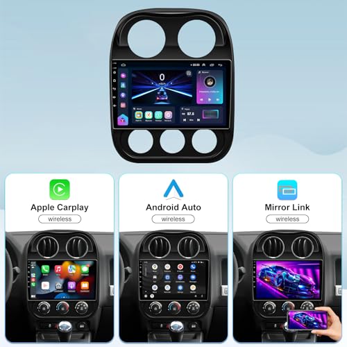 5GWiFi Upgrade Car Stereo Radio for Jeep Compass Patriot 2010 2012 2013 2014 2015 2016- Wireless Carplay and Android Auto ...