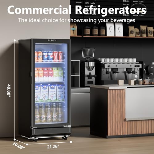 ICEVIVAL 6 Cu.Ft Commercial Refrigerators, Display Fridge with Double-Tempered Glass Door, Beverage Cooler for Bar, Offic...