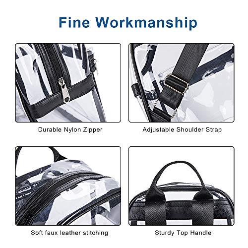 Mini Clear Backpack,Stadium Approved Clear Bag with Front Accessory Pocket, Heavy Duty See Through Backpack for Festivals,...