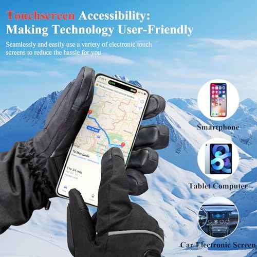 Heated Gloves for Men Women - 5000mAh Rechargeable Heated-Gloves with Touchscreen Waterproof, Upgrade Non-Slip Electric Heating Glove for Winter Outdoor Cycling Camping Skiing Fishing Hiking Hunting
