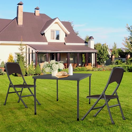Kasunpul 34" Folding Table, Portable Square Folding Card Table with Collapsible Legs & Carrying Handle, Plastic Tables for...