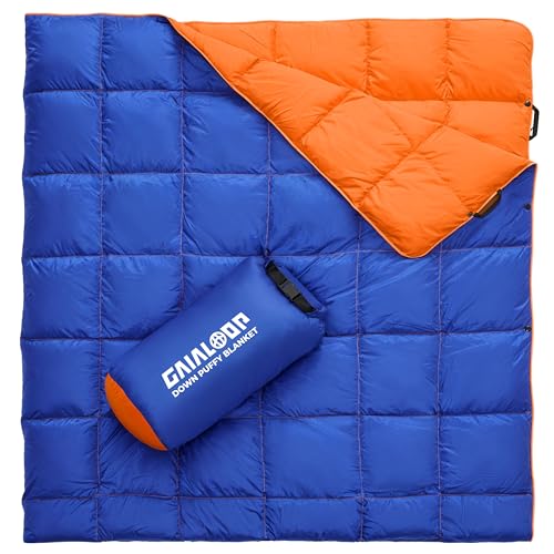 Gaialoop Down Puffy Blanket for 2 Person Car Camping Outdoor Travel Backpacking, 80% Duck Down & 20% Feather Lightweight P...
