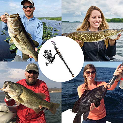ShinePick Fishing Rod Kit, Telescopic Fishing Pole and Reel Combo Full Kit with Line Lures Hooks Carrier Bag for Travel Sa...