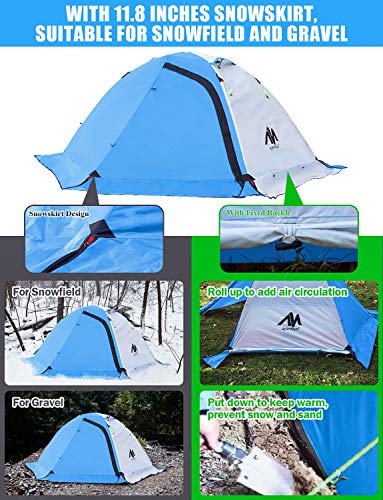 AYAMAYA 4 Season Backpacking Tent 2 Person Camping Tent Ultralight Waterproof All Weather Double Layer Two Doors Easy Setu...