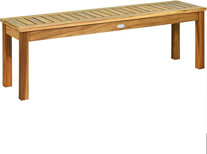 Tangkula 52 Inches Acacia Wood Outdoor Bench for Dining Room, Entryway, Poolside, Garden - Patio Backless Dining Seat with Slatted Design, Ideal for Outdoors & Indoors