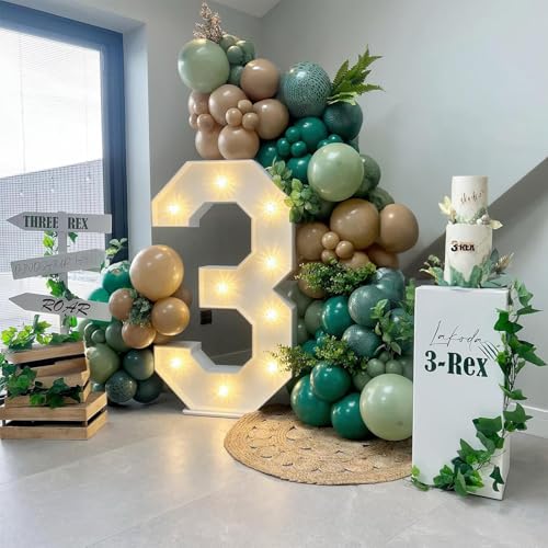 60 PCS Sage Green, Gold, Brown Latex Balloons - Woodland Camo Army Olive Green, Dark Brown, Coffee Nude Gold Party Balloon...
