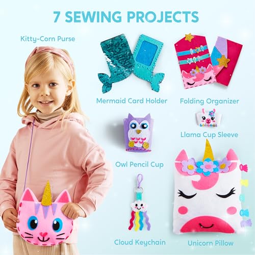 Klever Kits 7 Sewing Projects- My First Kids Sewing Kit- Easy DIY Arts and Crafts for Girls, Craft Kits, Birthday Gifts fo...