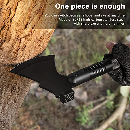 Suprock Survival Shovel High Carbon Steel Tactical Shovel Axe Folding Entrenching Tool Camping Hiking Shovel Carrying Pouc...
