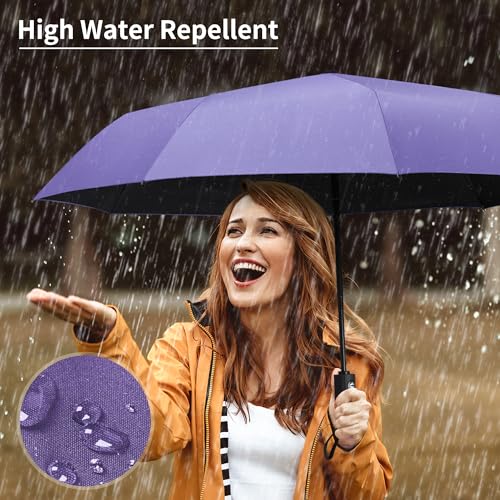 Seniny Windproof Travel Umbrella, Automatic Umbrellas for Rain, Portable & Compact Umbrellas for Backpack, Strong UV for P...