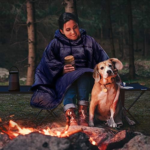 Gaorui Winter Poncho Coat Outdoor Camping Warmth Small Quilt Blanket Water-resisitant Sleeping Bag Cloak Cape with Hat for...