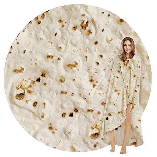 SeaRoomy Burritos Tortilla Blanket, Realistic Food Wrap Blanket Double Sided, Novelty Funny Tortilla Round Soft Blankets (...