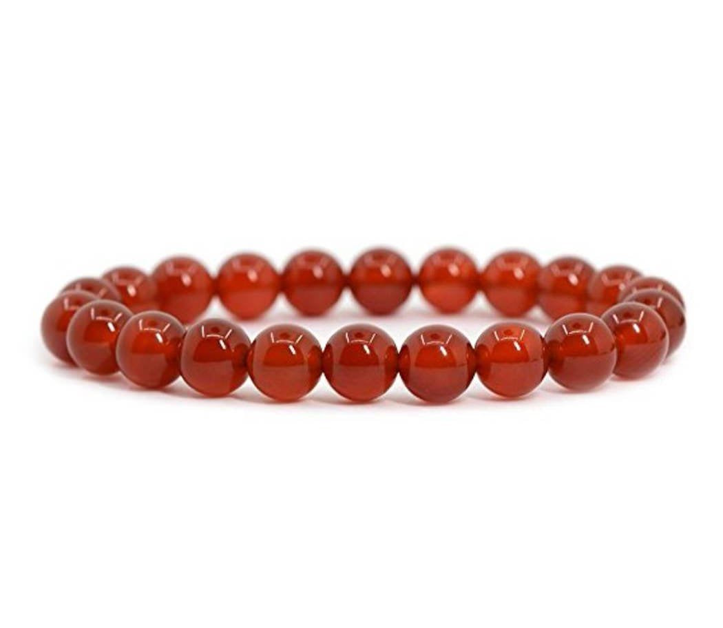 Real Natural Carnelian Red Agate Bracelet 8.5 inch Stretch Red Gemstone Beaded Bracelet Chakra Healing Crystal Stone Jewelry Wom