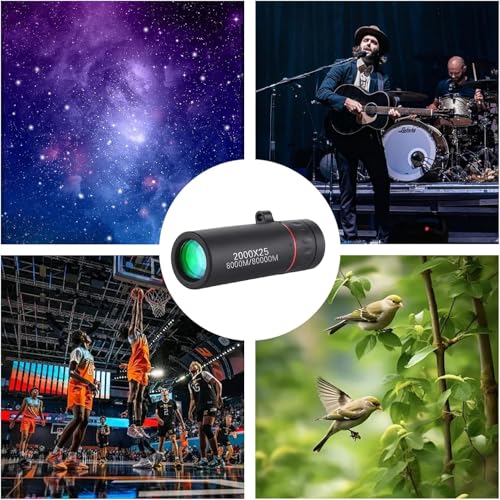 Mini Monocular Telescope, 2000X25 Portable Monocular Focus Optics Telescopes for Sporting Events, Concerts, Camping, Bird ...