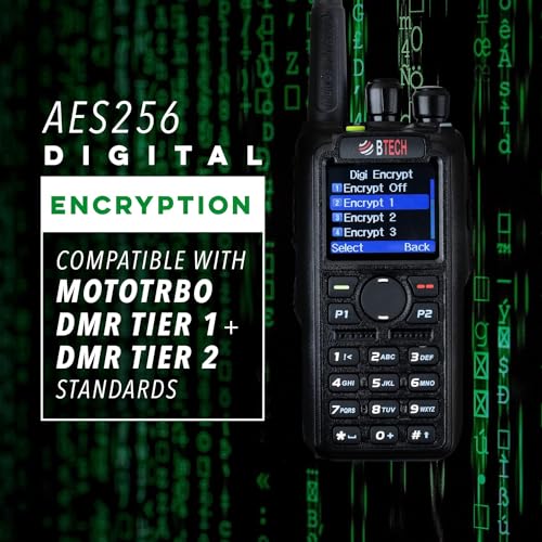 BTECH DMR-6X2 DMR & Analog Dual Band Two-Way Radio (USB-C Battery) – 7W VHF/UHF (136-174MHz & 400-480MHz), Encryption, GP...