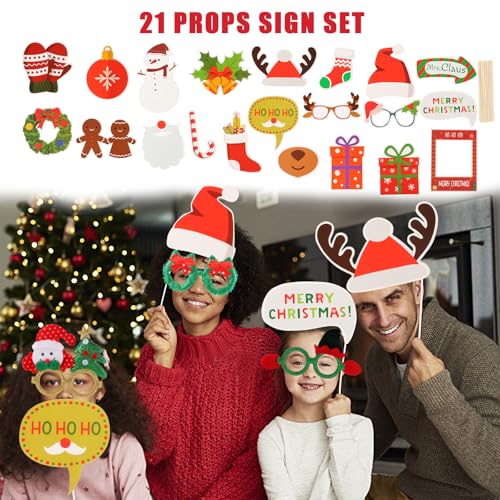 NICOWARM Large Opulent Christmas Photo Booth Props, Xmas Party Supplies, PhotoBooth Props for Xmas, Funny Christmas Hats, ...