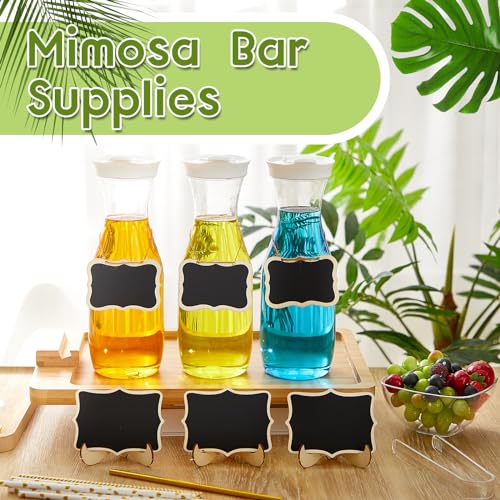 Mumufy 82 Pcs Mimosa Bar Supplies 34 oz Plastic Water Carafe with Lids Plastic Champagne Flutes Pitchers for Drinks with S...