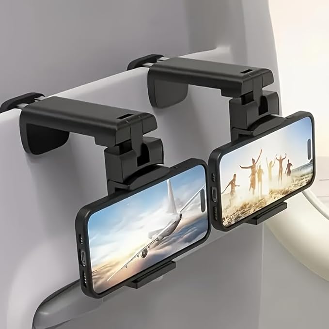 2 Pack Phone Holder for Airplane Use 360° Swivel Travel Phone Stand for Car Dashboard & Tabletop | Durable ABS Hands-Free ...