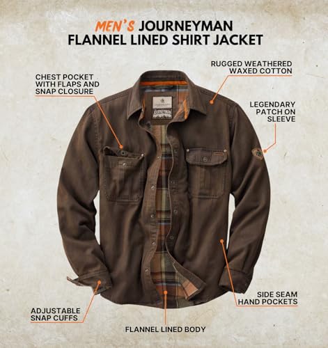 Legendary Whitetails Men's Flannel Lined Shirt Jacket Waxed Cotton Water Resistant