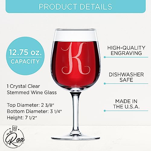 Monogrammed A-Z Wine Gifts for Women - 12.75 oz Engraved Personalized Wine Glass- Funny Wine Lover Monogram Gifts for Wome...