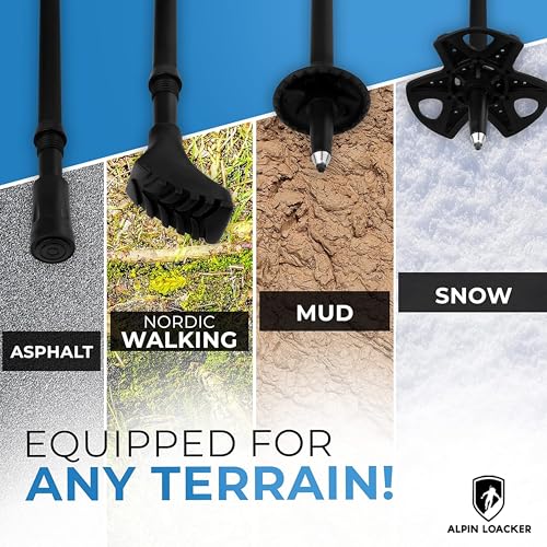 ALPIN LOACKER Collapsible Trekking Poles for Hiking I Carbon or Aluminum Hiking Poles Ultra Lightweight I Adjustable Trekk...