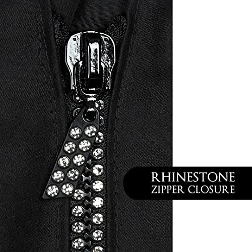 Betty Dain Glitz Rhinestone Zipper Salon Stylist Vest, Rhinestone Closure and Iridescent Fabric, V-Neckline, Adjustable Be...